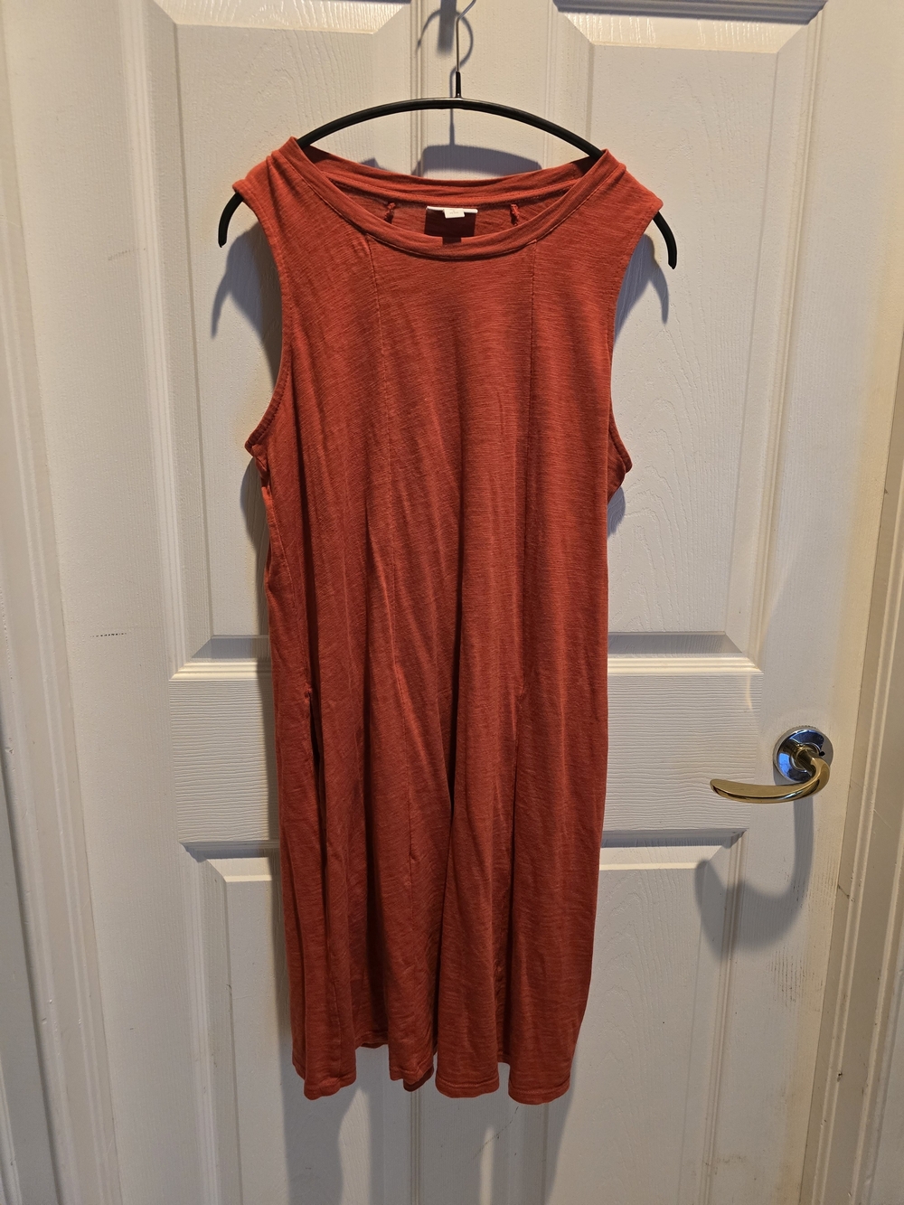 Sleeveless Rust Red Knit Tank Dress